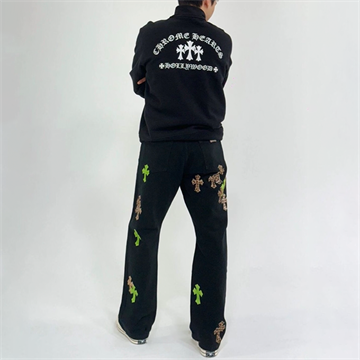 chrome hearts cross embroidery half zip sweatshirt